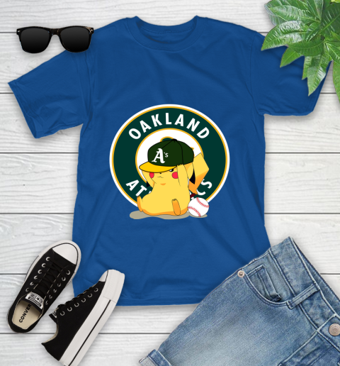 MLB Pikachu Baseball Sports Oakland Athletics Youth T-Shirt 9