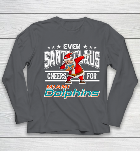 Miami Dolphins Even Santa Claus Cheers For Christmas NFL Youth Long Sleeve 6