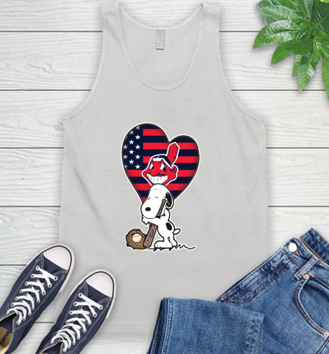 Cleveland Indians MLB Baseball The Peanuts Movie Adorable Snoopy Tank Top