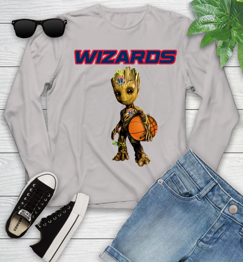 Washington Wizards NBA Basketball Groot Marvel Guardians Of The Galaxy Youth Long Sleeve 12