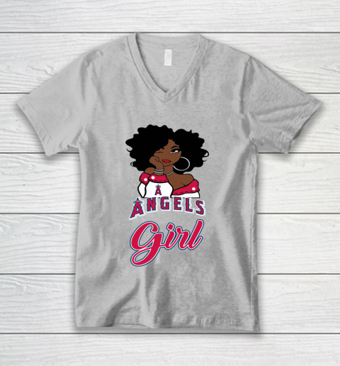 Los Angeles Angelss Girl MLB V-Neck T-Shirt 4