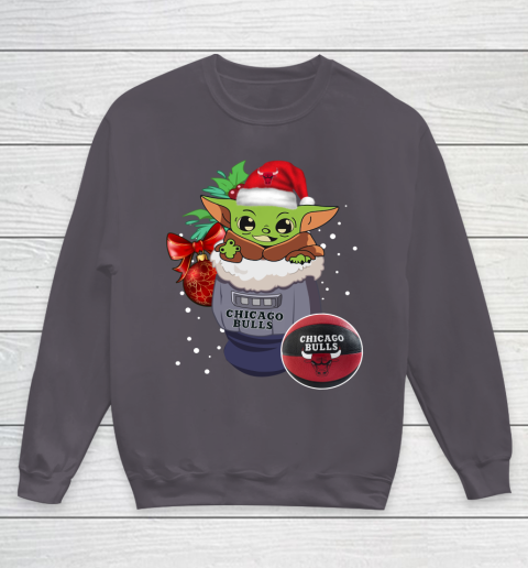 Chicago Bulls Christmas Baby Yoda Star Wars Funny Happy NBA Youth Sweatshirt 6