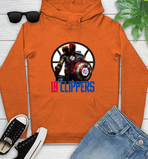 LA Clippers NBA Basketball Captain America Thor Spider Man Hawkeye Avengers Youth Hoodie 5