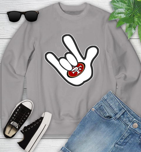 San Francisco 49ers NFL Football Mickey Rock Hand Disney Youth Sweatshirt 4