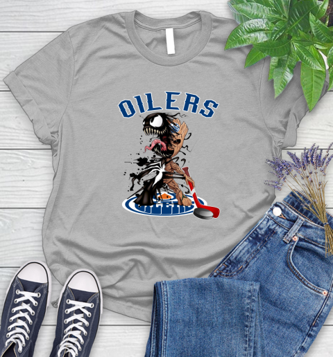 NHL Edmonton Oilers Hockey Venom Groot Guardians Of The Galaxy Women's T-Shirt 5