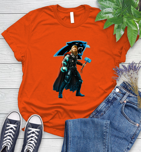 NFL Thor Avengers Endgame Football Carolina Panthers Women's T-Shirt 4