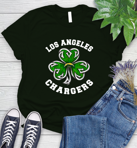 NFL Los Angeles Chargers Three Leaf Clover St Patrick's Day Football Sports Women's T-Shirt - Image 7