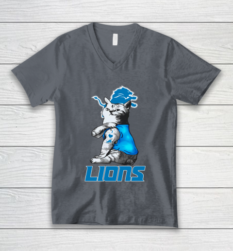 NFL Football My Cat Loves Detroit Lions V-Neck T-Shirt 4