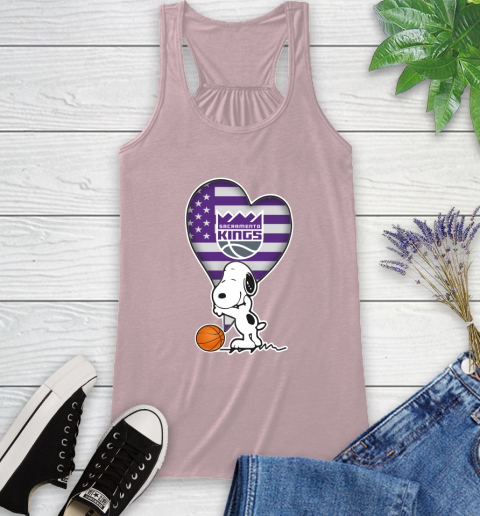 Sacramento Kings NBA Basketball The Peanuts Movie Adorable Snoopy Racerback Tank 11