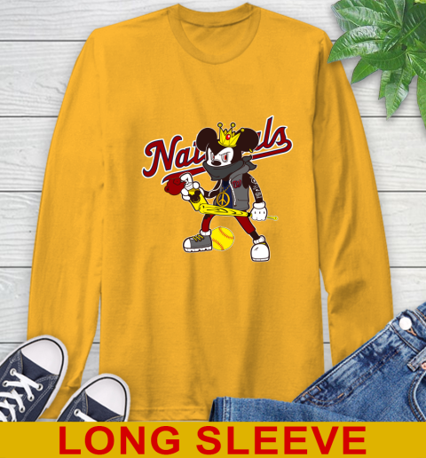 Washington Nationals MLB Baseball Mickey Peace Sign Sports Long Sleeve T-Shirt 3