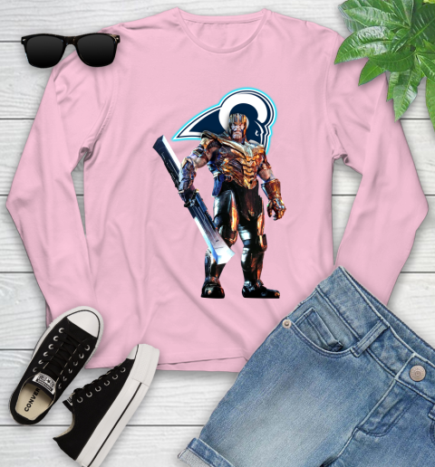 NFL Thanos Gauntlet Avengers Endgame Football Los Angeles Rams Youth Long Sleeve 10