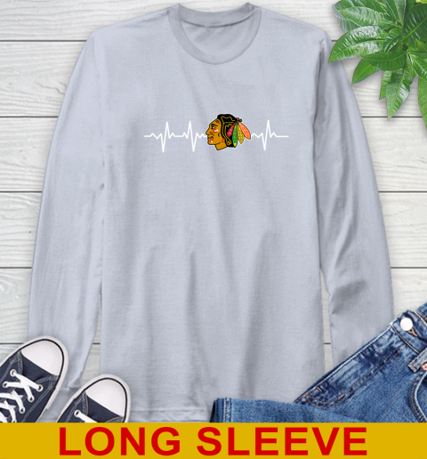 Chicago Blackhawks NHL Hockey Heart Beat Shirt Long Sleeve T-Shirt 6