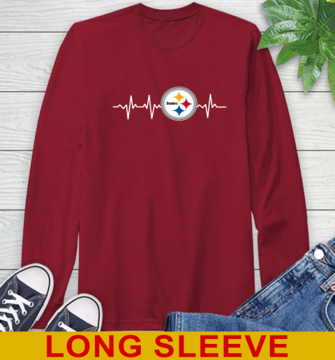 Pittsburgh Steelers NFL Football Heart Beat Shirt Long Sleeve T-Shirt 9