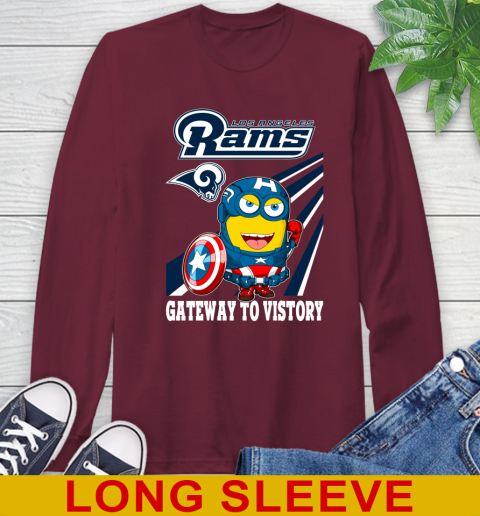 NFL Football Los Angeles Rams Captain America Marvel Avengers Minion Shirt Long Sleeve T-Shirt 7