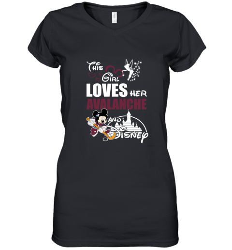 This Girl Love Her Colorado Avalanche And Mickey Disney Women's V-Neck T-Shirt