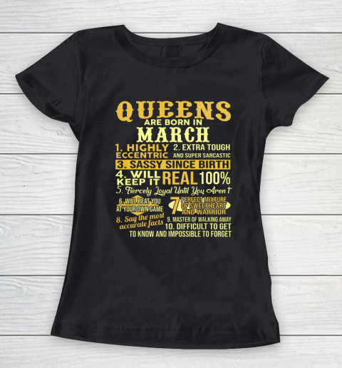 Queens Are Born In March Birthday Women's T-Shirt