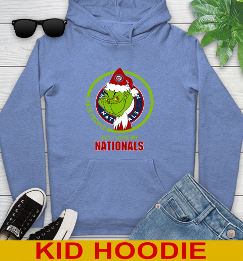 Washington Nationals MLB Christmas Grinch I Hate People But I Love My Favorite Baseball Team Youth Hoodie 12
