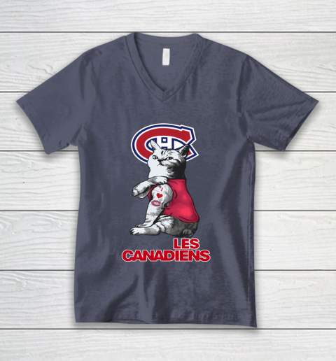 NHL My Cat Loves Montreal Canadiens Hockey V-Neck T-Shirt 7