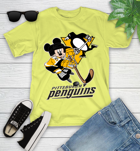 NHL Pittsburgh Penguins Mickey Mouse Disney Hockey T Shirt Youth T-Shirt 8