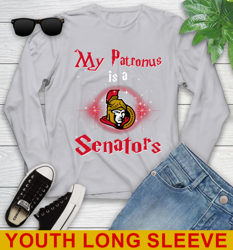 NHL Hockey Harry Potter My Patronus Is A Ottawa Senators Youth Long Sleeve 5