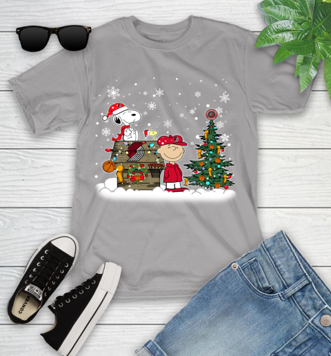 Portland Trail Blazers NBA Basketball Christmas The Peanuts Movie Snoopy Championship Youth T-Shirt 4