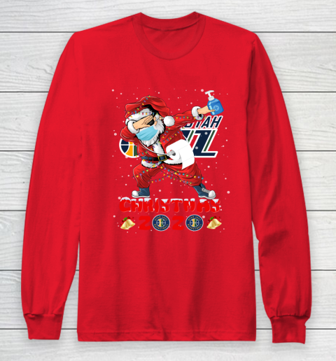 Utah Jazz Funny Santa Claus Dabbing Christmas 2020 NBA Long Sleeve T-Shirt 7
