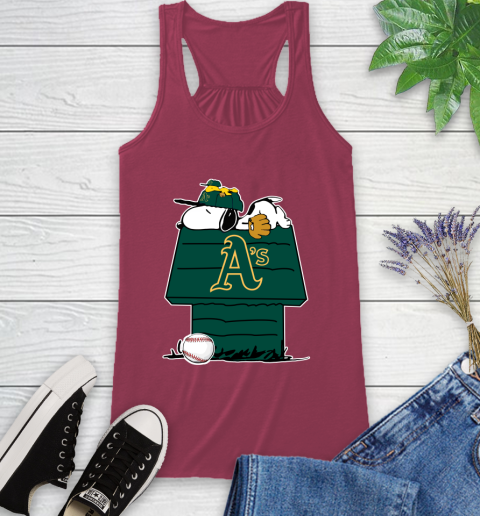 MLB Oakland Athletics Snoopy Woodstock The Peanuts Movie Baseball T Shirt Racerback Tank 8