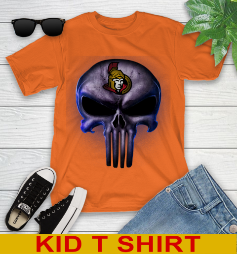 Ottawa Senators NHL Hockey Punisher Skull Sports Youth T-Shirt 8