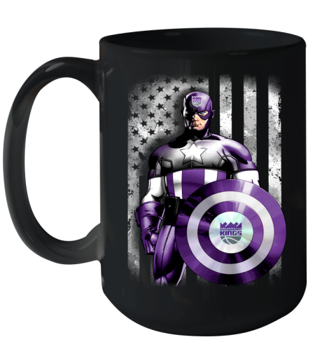 Sacramento Kings NBA Basketball Captain America Marvel Avengers American Flag Shirt Ceramic Mug 15oz