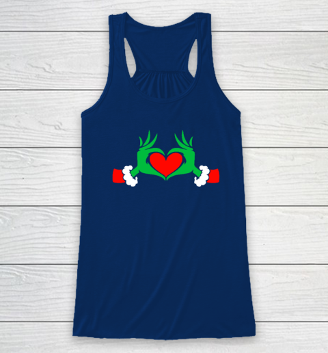 Funny Elf With Cute Heart Hands Style Christmas Costumes Racerback Tank - Image 5