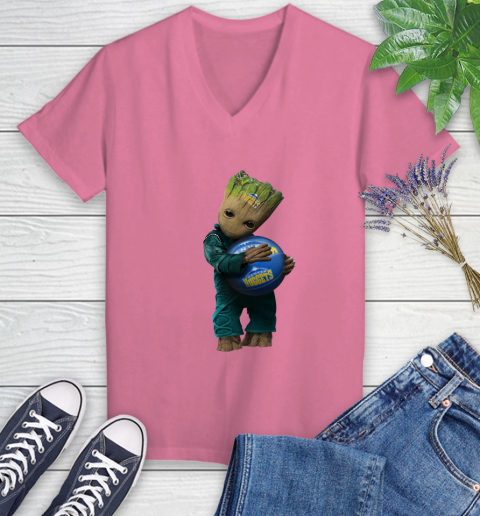 NBA Groot Guardians Of The Galaxy Basketball Sports Denver Nuggets Women's V-Neck T-Shirt 13