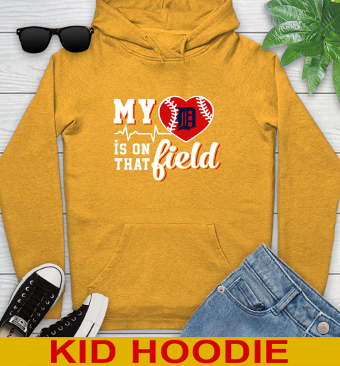 MLB My Heart Is On That Field Baseball Sports Detroit Tigers Youth Hoodie 2