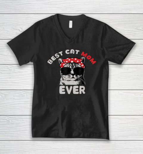Funny Cat Best Cat Mom Ever Meow With My Cat V-Neck T-Shirt