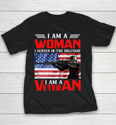 Veteran Shirt I Am A Woman I Am A Veteran Usa Flag Youth T-Shirt