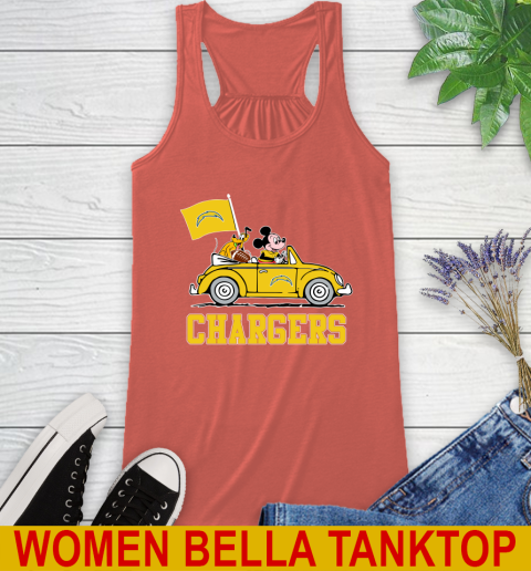 NFL Football Los Angeles Chargers Pluto Mickey Driving Disney Shirt Racerback Tank 4