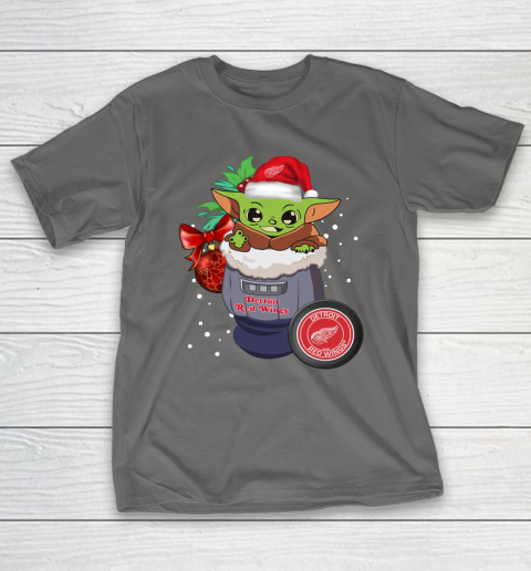 Detroit Red Wings Christmas Baby Yoda Star Wars Funny Happy NHL T-Shirt 9