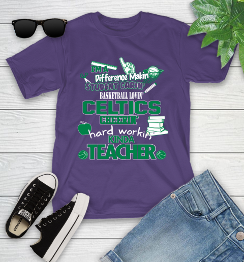 Boston Celtics NBA I'm A Difference Making Student Caring Basketball Loving Kinda Teacher Youth T-Shirt 3