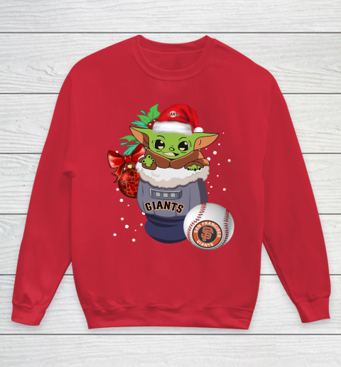 San Francisco Giants Christmas Baby Yoda Star Wars Funny Happy MLB Youth Sweatshirt 9