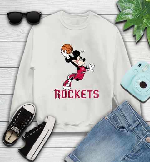 NBA Basketball Houston Rockets Cheerful Mickey Mouse Shirt Sweatshirt 12