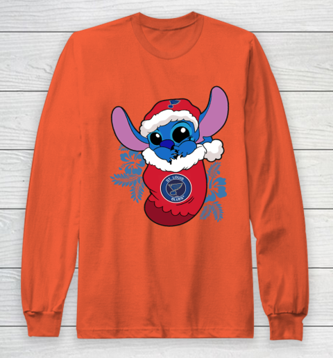 St.Louis Blues Christmas Stitch In The Sock Funny Disney NHL Long Sleeve T-Shirt 5