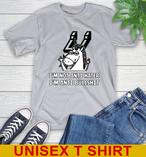 San Antonio Spurs NBA Basketball Unicorn I'm Not Anti Hater I'm Anti Bullshit T-Shirt 6
