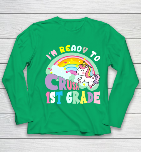 Back to school shirt ready to crush 1st grade unicorn Youth Long Sleeve 4