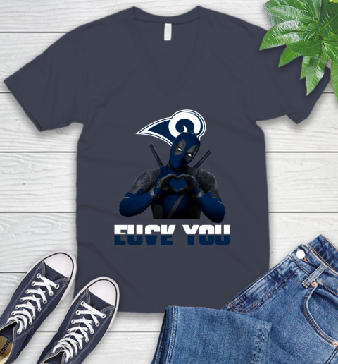 NHL Los Angeles Rams Deadpool Love You Fuck You Football Sports V-Neck T-Shirt 8