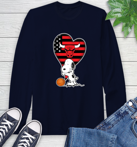 Chicago Bulls NBA Basketball The Peanuts Movie Adorable Snoopy Long Sleeve T-Shirt 4