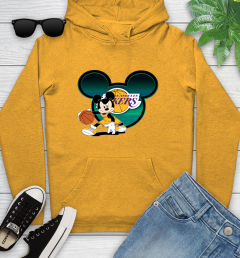NBA Los Angeles Lakers Mickey Mouse Disney Basketball Youth Hoodie 3