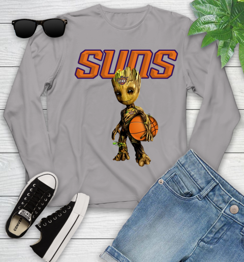 Phoenix Suns NBA Basketball Groot Marvel Guardians Of The Galaxy Youth Long Sleeve 5
