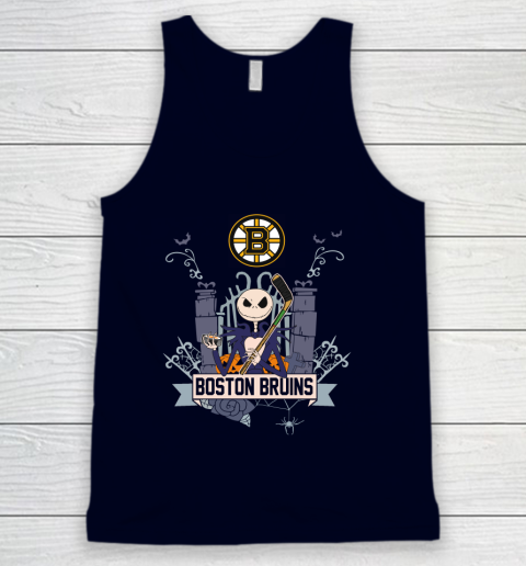NHL Boston Bruins Hockey Jack Skellington Halloween Tank Top 2
