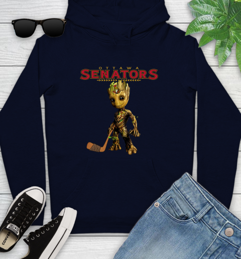 Ottawa Senators NHL Hockey Groot Marvel Guardians Of The Galaxy Youth Hoodie 4