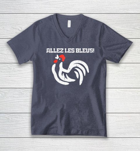 France Allez Les Bleus French Rooster Soccer V-Neck T-Shirt 6