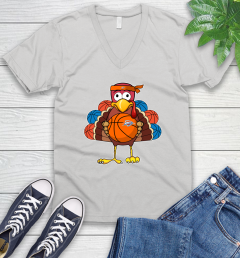 Oklahoma City Thunder Turkey thanksgiving day V-Neck T-Shirt